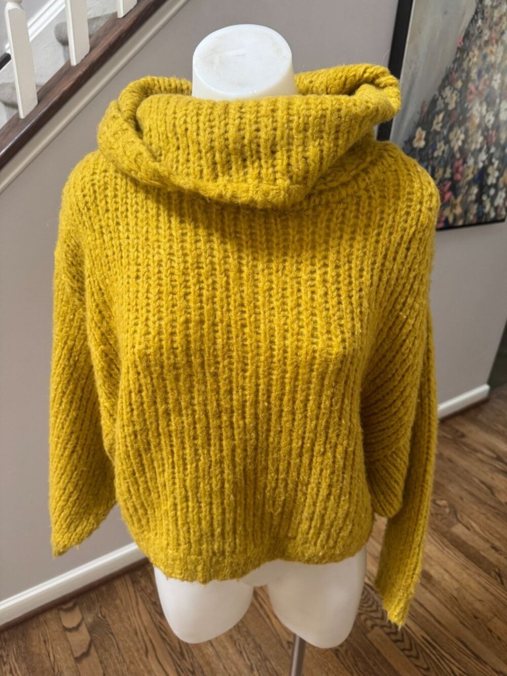Anthropologie Pilcro Zamora Cowl Neck Sweater Alpaca Wool Yellow XS - Picture 3 of 4